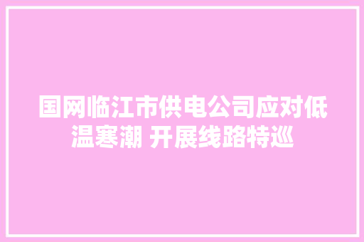 国网临江市供电公司应对低温寒潮 开展线路特巡 汽车知识