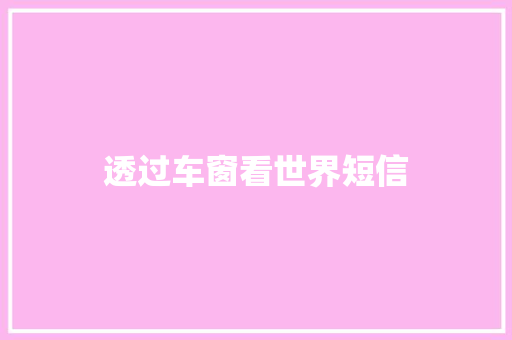 透过车窗看世界短信