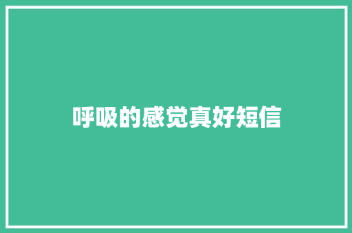 呼吸的感觉真好短信