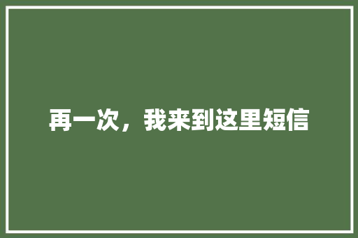 再一次，我来到这里短信