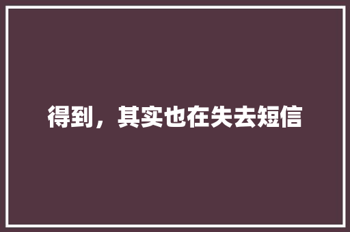 得到，其实也在失去短信