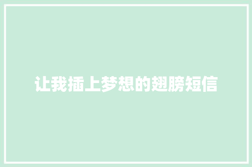 让我插上梦想的翅膀短信