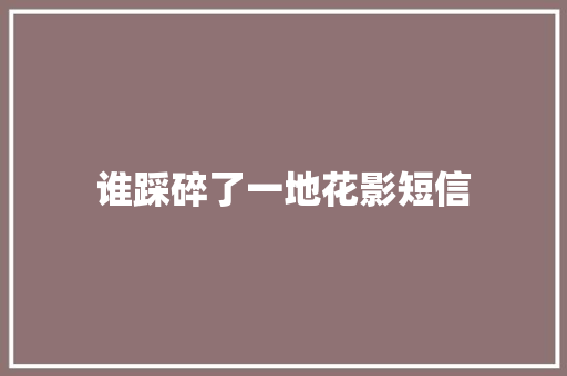 谁踩碎了一地花影短信
