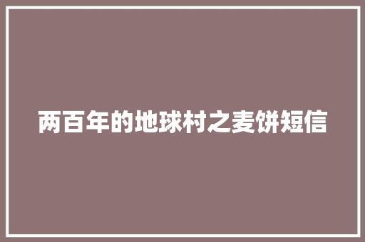 两百年的地球村之麦饼短信
