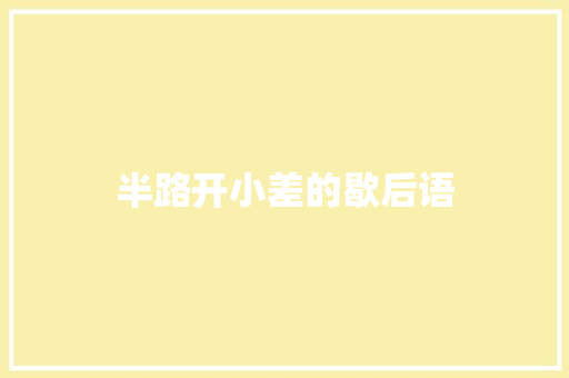 半路开小差的歇后语
