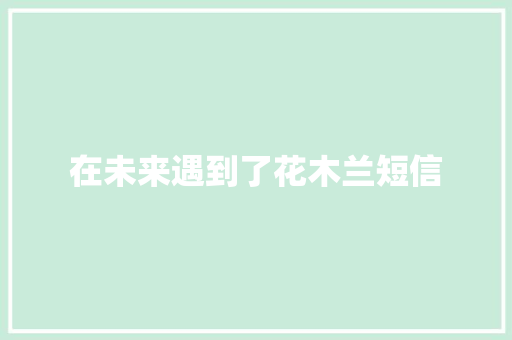 在未来遇到了花木兰短信
