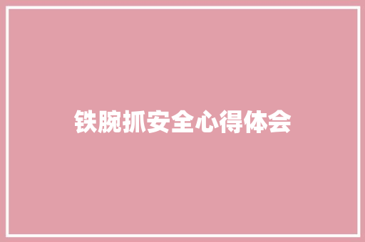 铁腕抓安全心得体会
