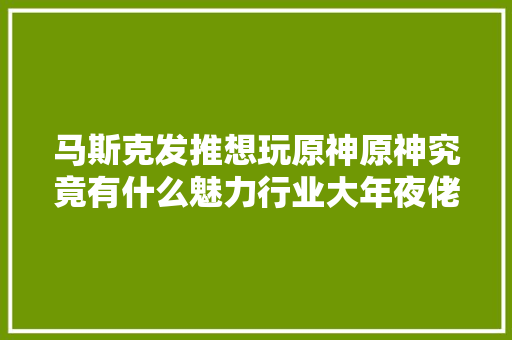 马斯克发推想玩原神原神究竟有什么魅力行业大年夜佬都把持不住