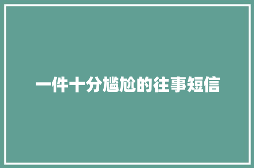 一件十分尴尬的往事短信