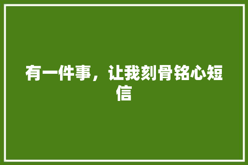 有一件事，让我刻骨铭心短信