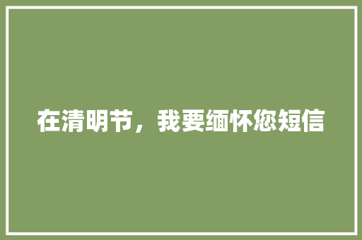 在清明节，我要缅怀您短信