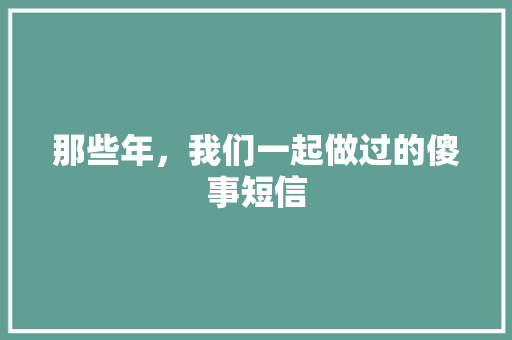 那些年，我们一起做过的傻事短信