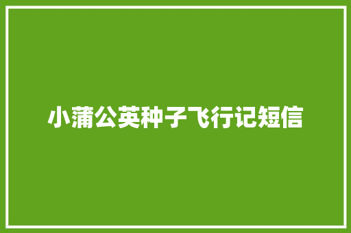 小蒲公英种子飞行记短信