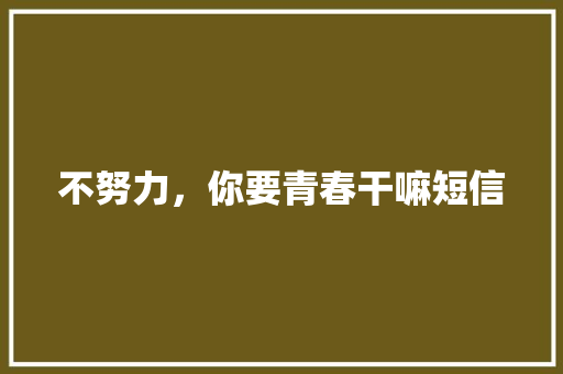 不努力，你要青春干嘛短信