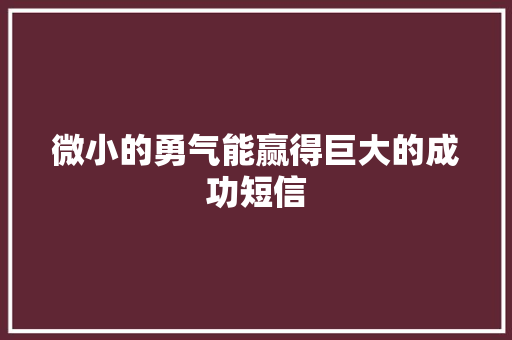 微小的勇气能赢得巨大的成功短信
