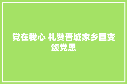 党在我心 礼赞晋城家乡巨变颂党恩