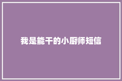 我是能干的小厨师短信