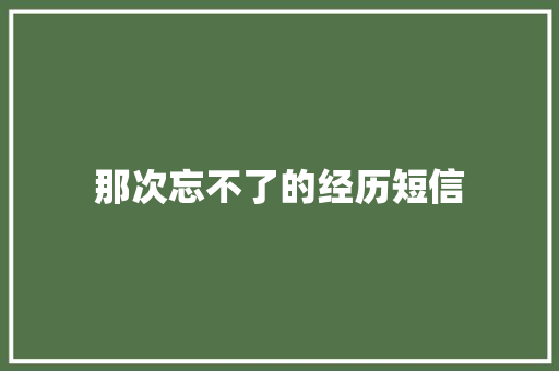 那次忘不了的经历短信