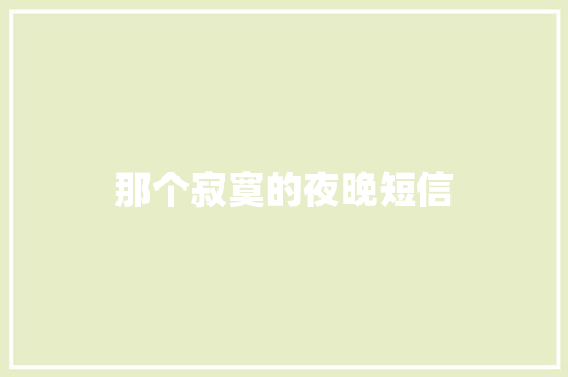 那个寂寞的夜晚短信
