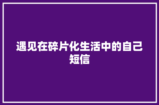 遇见在碎片化生活中的自己短信