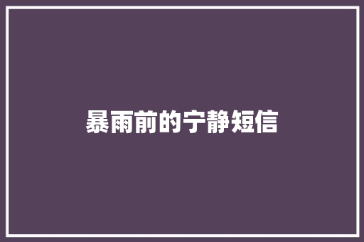 暴雨前的宁静短信