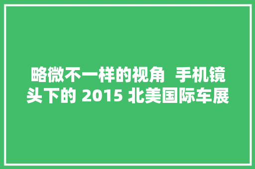 略微不一样的视角  手机镜头下的 2015 北美国际车展