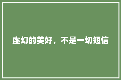 虚幻的美好，不是一切短信