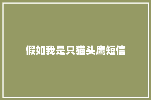 假如我是只猫头鹰短信