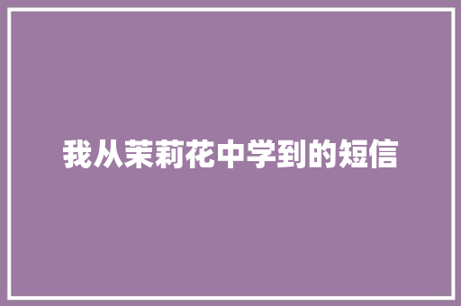 我从茉莉花中学到的短信