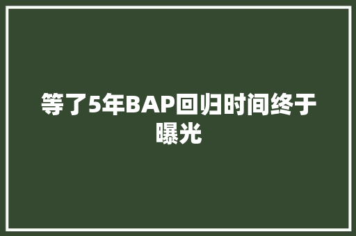 等了5年BAP回归时间终于曝光 休闲娱乐