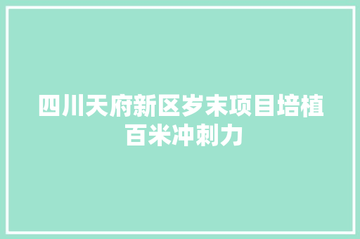 四川天府新区岁末项目培植 百米冲刺力