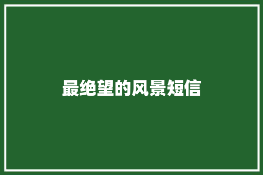 最绝望的风景短信
