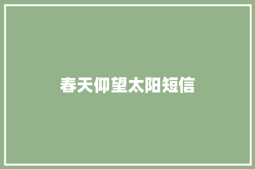 春天仰望太阳短信
