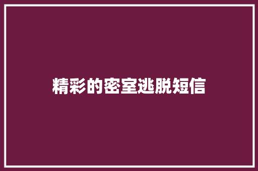 精彩的密室逃脱短信