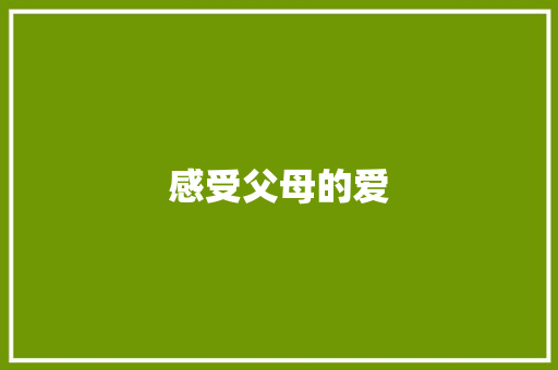 感受父母的爱