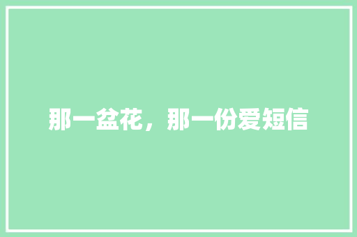 那一盆花，那一份爱短信