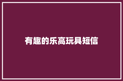 有趣的乐高玩具短信 知识百科