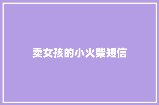 卖女孩的小火柴短信