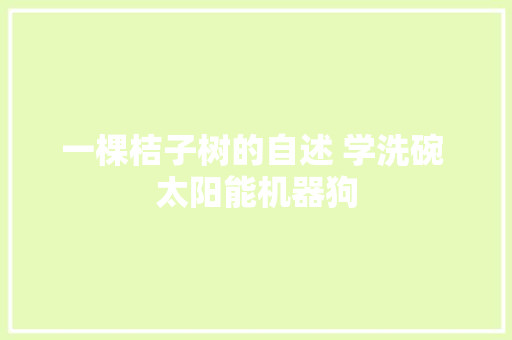 一棵桔子树的自述 学洗碗 太阳能机器狗