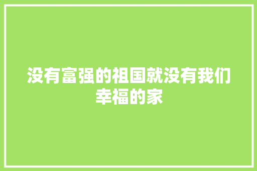 没有富强的祖国就没有我们幸福的家