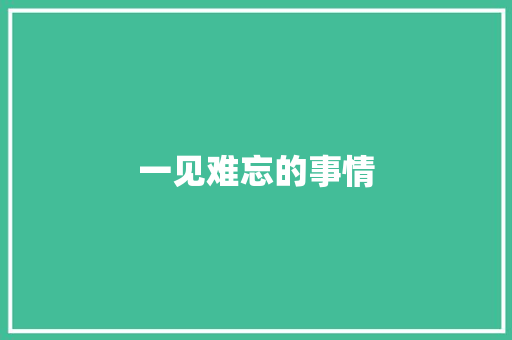 一见难忘的事情