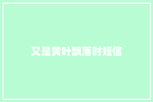 又是黄叶飘落时短信