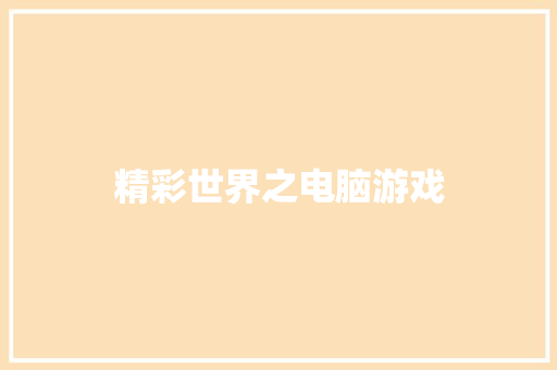 精彩世界之电脑游戏