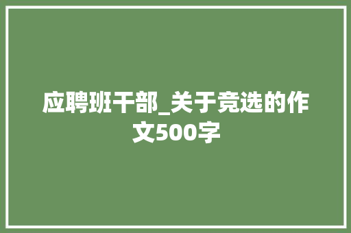 应聘班干部_关于竞选的作文500字