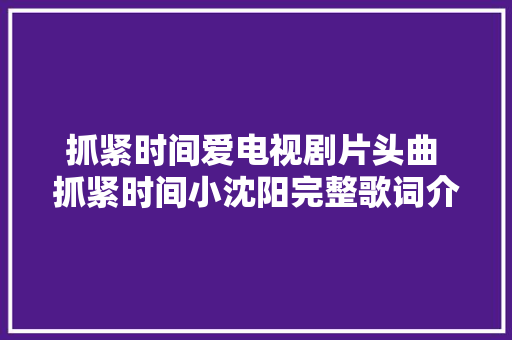 抓紧时间爱电视剧片头曲 抓紧时间小沈阳完整歌词介绍 休闲娱乐