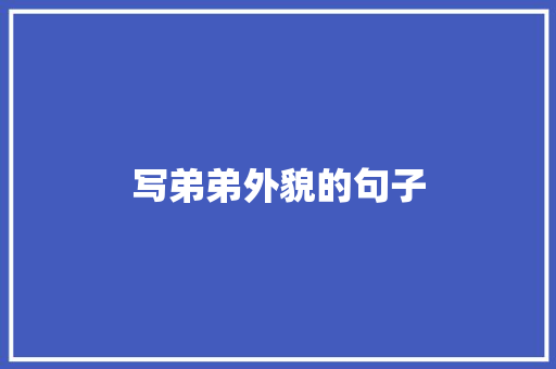 写弟弟外貌的句子 知识百科