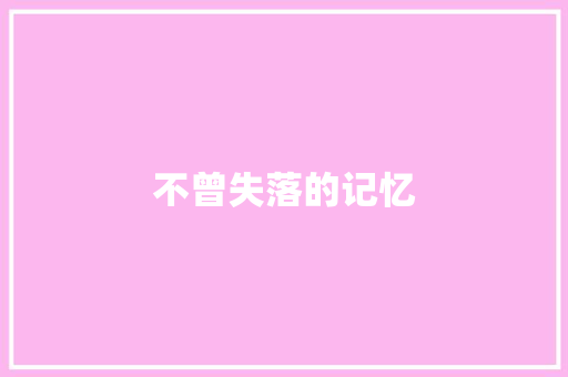 不曾失落的记忆
