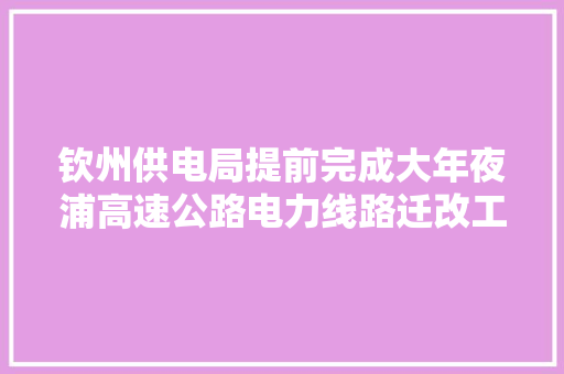 钦州供电局提前完成大年夜浦高速公路电力线路迁改工作