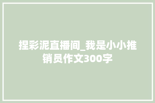捏彩泥直播间_我是小小推销员作文300字