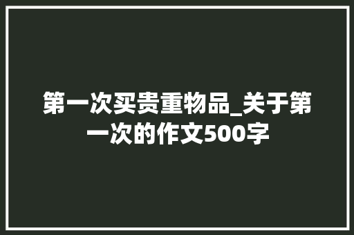 第一次买贵重物品_关于第一次的作文500字